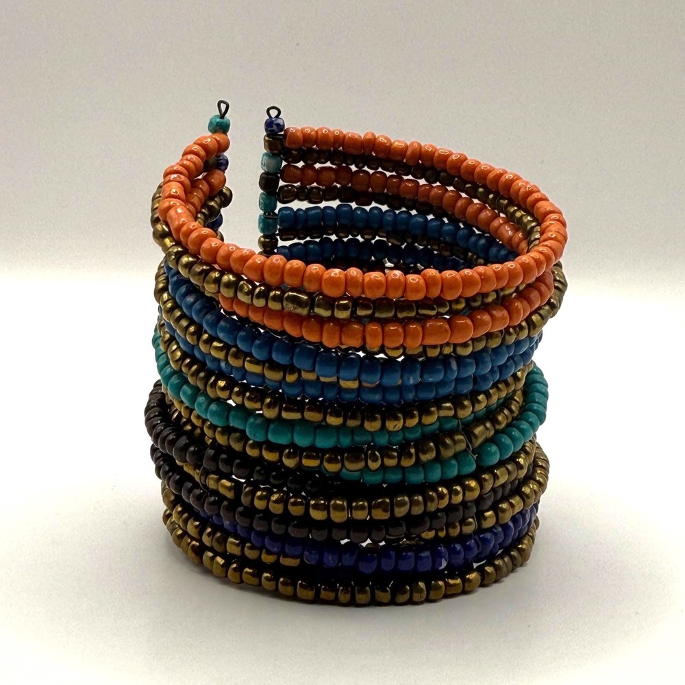 Vintage Desert Inspired Beaded Wire Cuff Bracelet –‎ Southwestern Style Jewelry